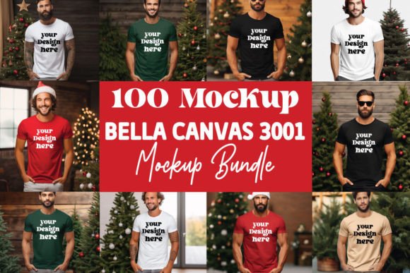 Bella Canvas 3001 Mockup Bundle for T-Shirts & Graphics