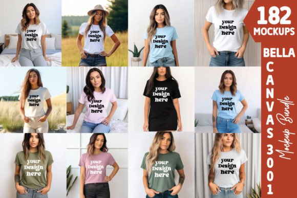 Bella Canvas 3001 Tshirt Mockup Bundle Graphics