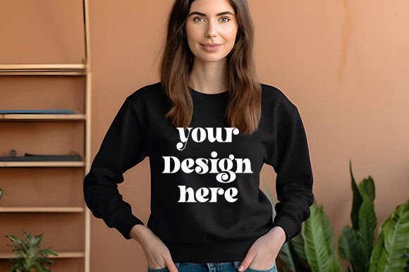 Bella Canvas 3501 Mockup Black: Graphics for Hoodies Sweatshirts