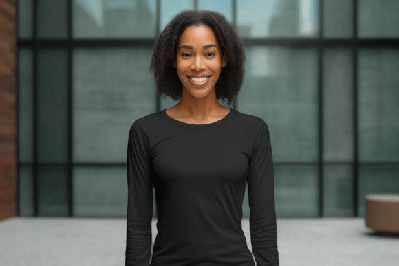 Black Long Sleeves Tshirt Mockup: Graphics for Product Mockups