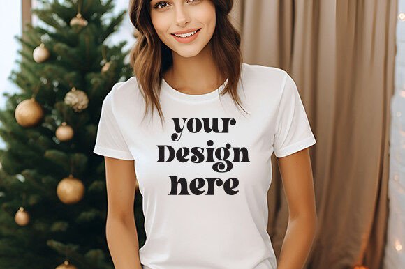 Christmas Bella Canvas 3001 White Mockup: Graphics & T-Shirts