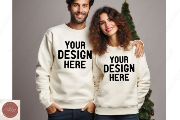 Christmas Couple Sweatshirt Mockup: Graphics & Product Mockups