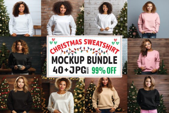 Christmas Sweatshirt Mockup Bundle 3: Graphics for Hoodies Sweatshirts