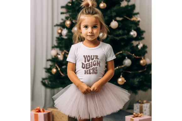 Christmas Toddler White Tshirt Mockup: Baby Kids Clothing Graphics