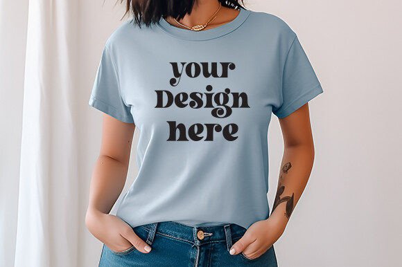 Comfort Colors 1717 Blue Jean Mockup: Graphics for T-Shirts