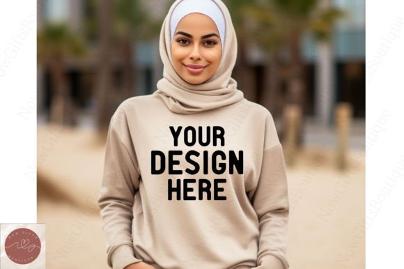 Gildan 1800 Hijab Mockup: Graphics for Hoodies Sweatshirts