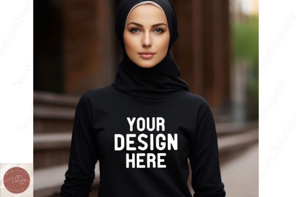 Gildan 1800 Hijab Mockup: Graphics for Hoodies Sweatshirts