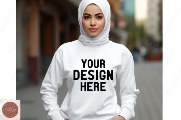 Gildan 1800 Hijab Sweatshirt Mockup: Graphics for Hoodies
