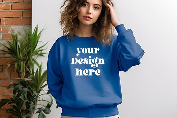 Gildan 18000 Women Royal Mockup: Graphics for Hoodies Sweatshirts