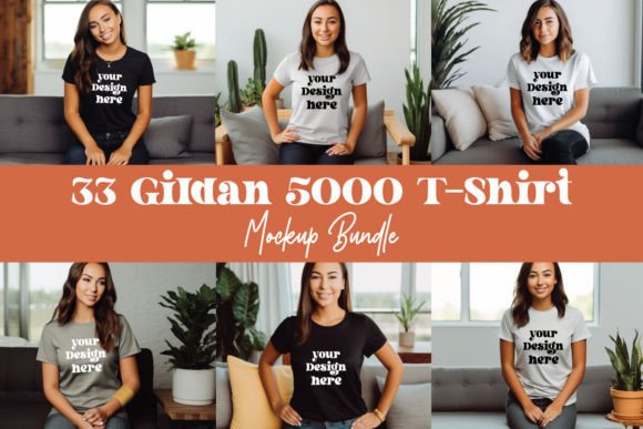 Gildan 5000 T-Shirt Mockup Bundle for Graphics