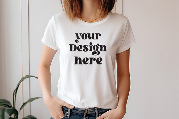 Gildan 5000 Women Natural Mockup for Graphics and T-Shirts