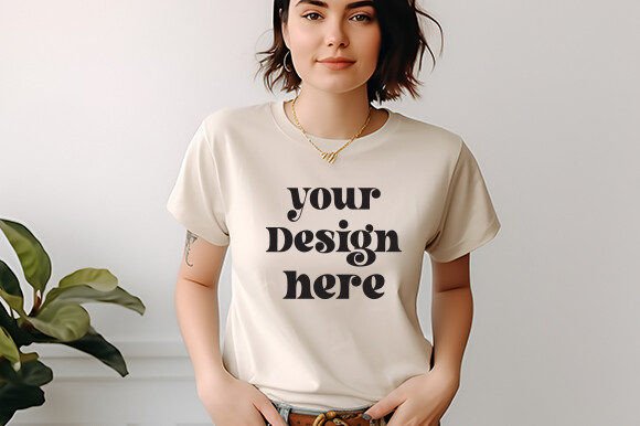 Gildan 5000 Women Sand Mockup for Graphics & T-Shirts