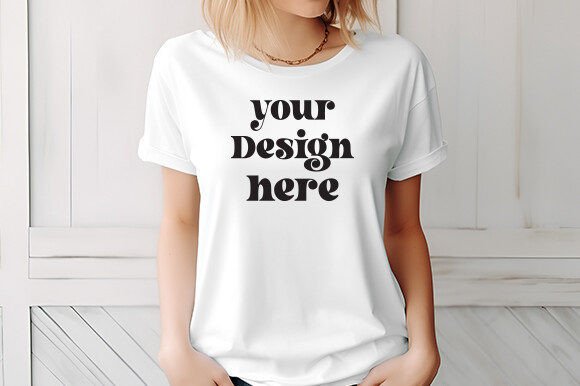 Gildan 5000 Women White Mockup for Graphics & T-Shirts