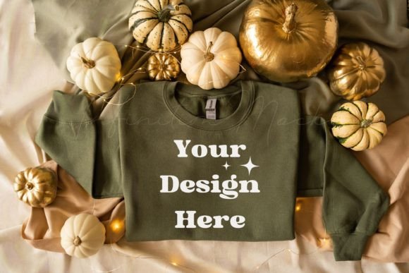 Gildan Sweatshirt Mockup Fall Flat Lay Graphics