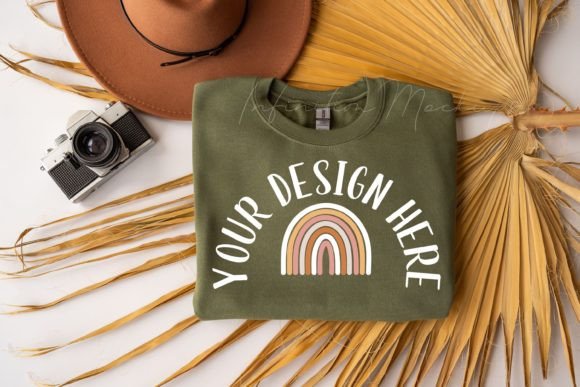 Gildan Sweatshirt Mockup Military Green Graphics