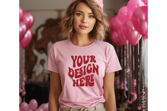 Light Pink Tshirt Model Mockup for Graphics & T-Shirts