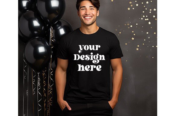 New Year's Male Black Mockup for T-Shirts & Graphics